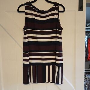 Tommy Hilfiger Burgundy and White Striped Tunic Tank